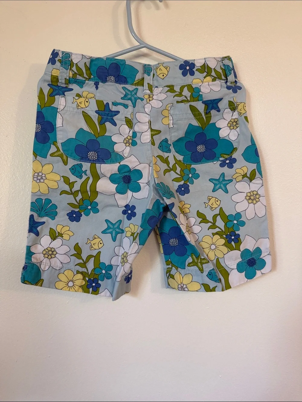 Gymboree Floral Cotton Shorts - Blue, Teal & White